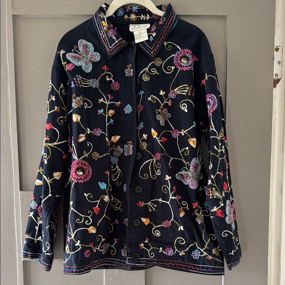 Vintage Embroidered Floral Chore Coat